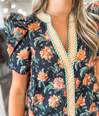 Petal & Pinstripes Mini Dress