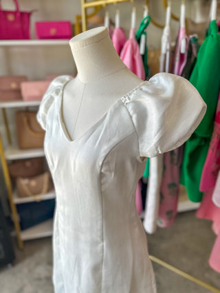 White Forever Yours Bubble Sleeve Mini Dress