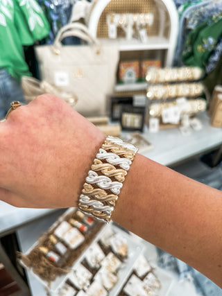 Silver & Gold Braided Style Stretch Bracelet