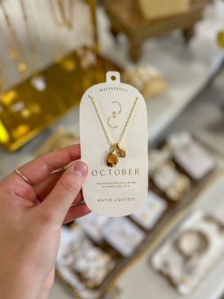 October Tourmaline Birthstone Necklace