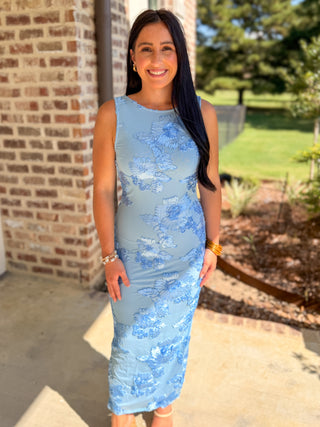 The Something Blue 3D Floral Midi Dress