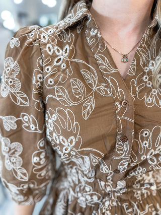 Brown Blossom Belle Mini Dress