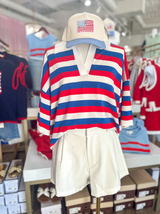 The Freedom Stripe Polo Top