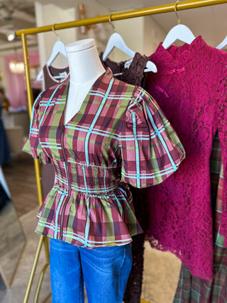 Harvest Charm Plaid Top