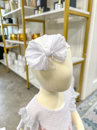 Frilly Frou Mini White Bow Headband