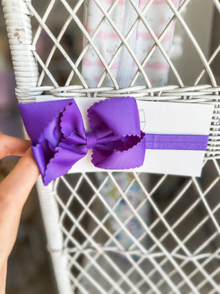 Purple Classic Scalloped Headband Bow