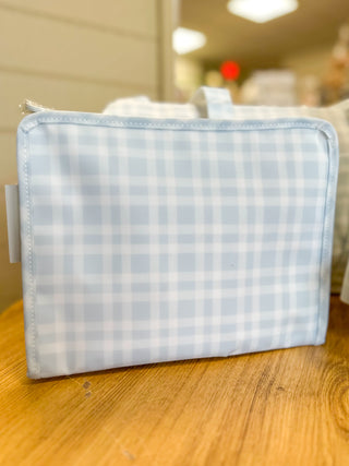 TRVL Blue Pimlico Plaid Large Roadie Zip Pouch