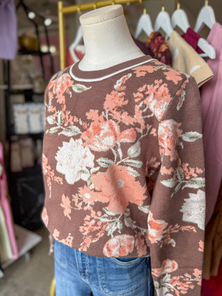 Brown & Pink Vintage Bloom Sweater