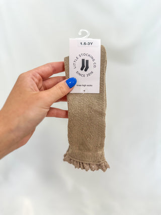 Oat Fancy Lace Top Knee High Socks