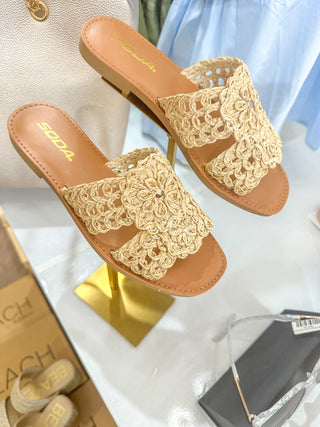 Seaside Straw Design Flat Sandal