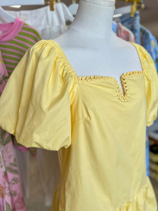 Lemon Summer Bliss Drop Waist Mini Dress