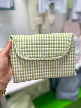 TRVL Sage Pimlico Stripe Quilted Changing Mat