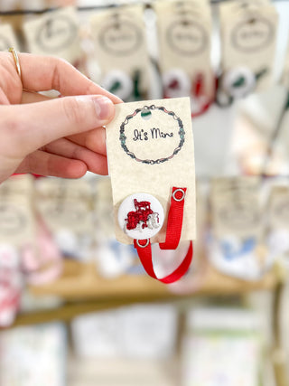 Red Tractor Embroidered Paci Clip