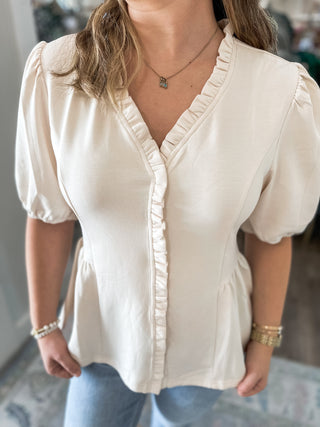 The Lily Pearl Peplum Ruffle Top