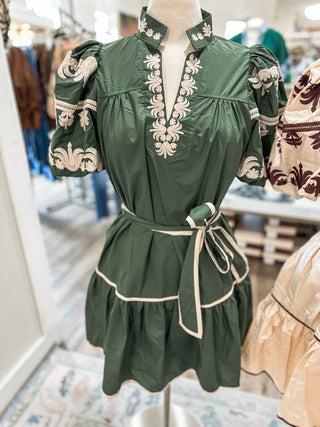 Green Lily Pad Lace Mini Dress