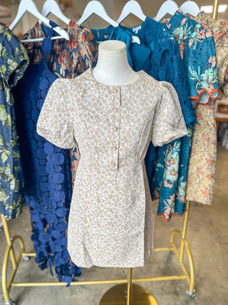 Darling Pearl Floral Jacquard Mini Dress