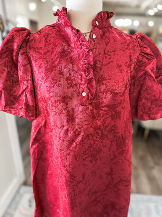 The Burgundy Evangeline Grace Mini Dress