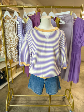 Lavender & Lemon Stripe Knit Top