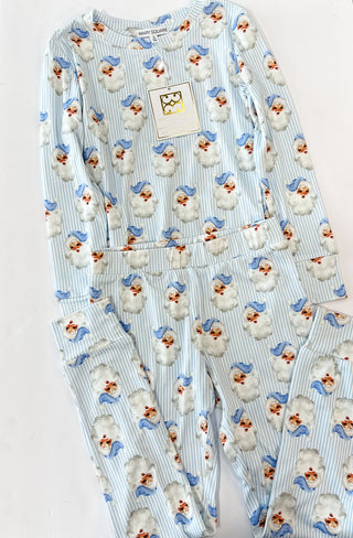 Baby Blue Toddler Vintage Santa Pajama Pants Set