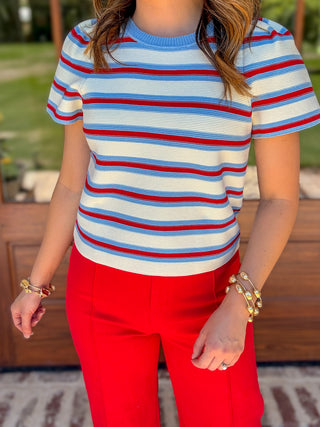 Red/Blue Retro Cutie Striped Top