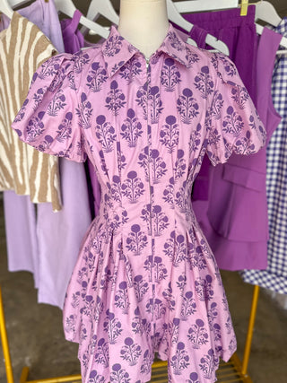 Lavender Feilds Bubble Zip Mini Dress