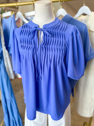 Cobalt Blue Pintuck Detail Everyday Top