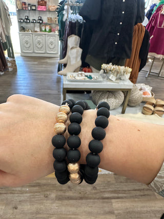 Alyse Black Clay & Textured Stretch Bracelets