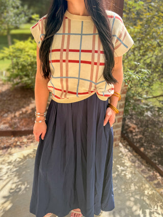 Ecru Layered In Love Plaid Sweater & Maxi Dress Set