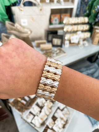 Silver & Gold Braided Style Stretch Bracelet
