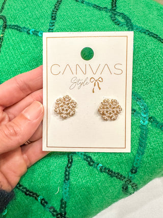 Pearl Studded Enamel Snowflake Earrings