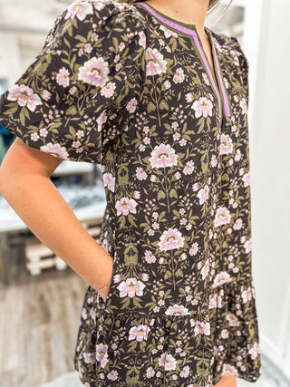 Black Poppy Picinic Floral Mini Dress