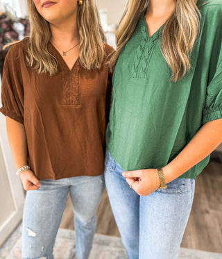 Fern Ruche Braided Top