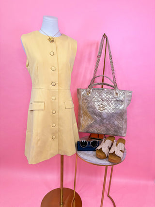 Lemon Yellow Charm Me Darling Button Mini Dress