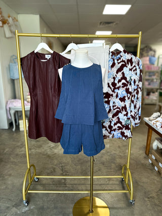Navy Winning Wonder Contrast Stitch Sleeveless Shorts Set