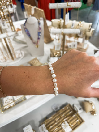 Gold Plated Freshwater Pearl Slider Bracelet