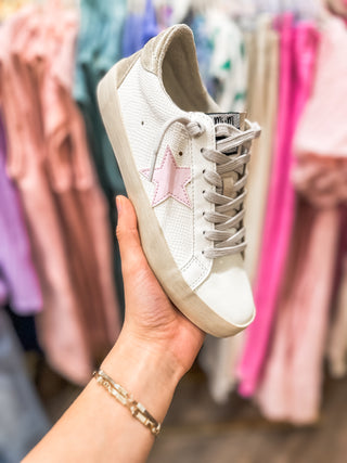 Sofia White Sneakers with Light Pink Star