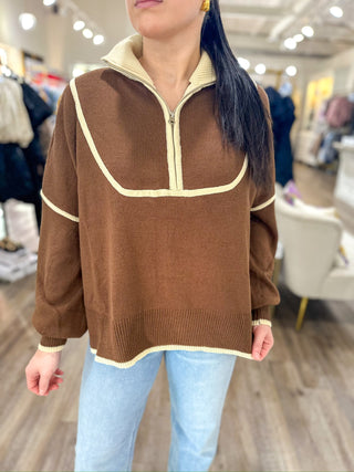 The Mocha Cream Half-Zip Sweater