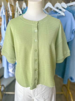 Soft Green Short Sleeve Cardigan