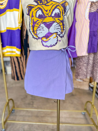 Lavender Just Because Tie Wrap Skort