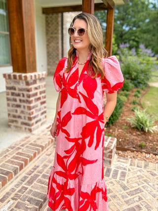 Pink Bold Bloom Midi Dress