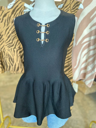 Black Gold Link Elegance Peplum Top
