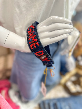 Red/Navy Game Day Sequin Key Chain