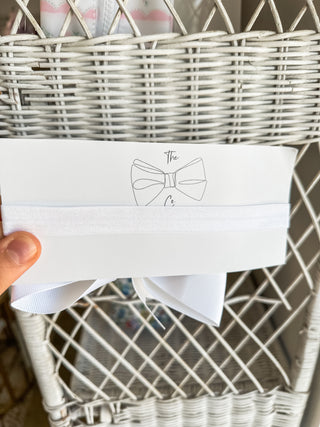 White Classic Grosgrain Satin Headband Bow