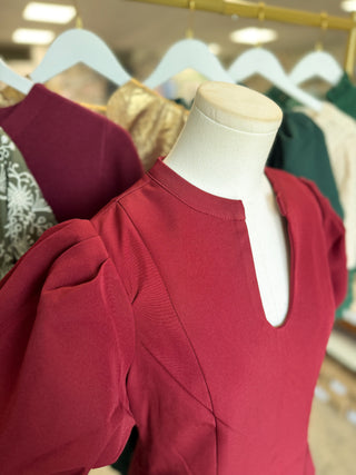 The Garnet Annie Puff Sleeve Mini Dress