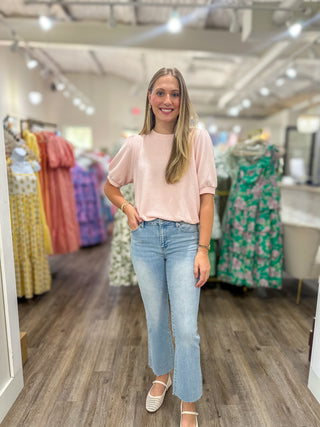 Pale Pink Go-To Knit Short Sleeve Top
