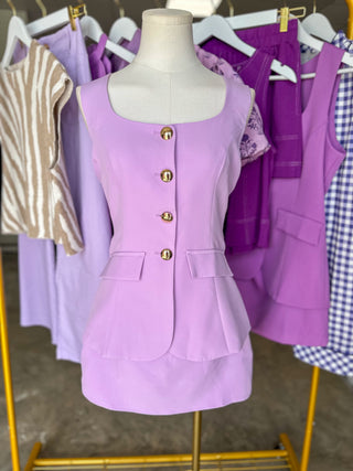 Lavendar Sweet & Sophisticated Crepe Romper Mini Dress