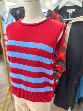Burgundy Uptown Stripe Sweater Tank