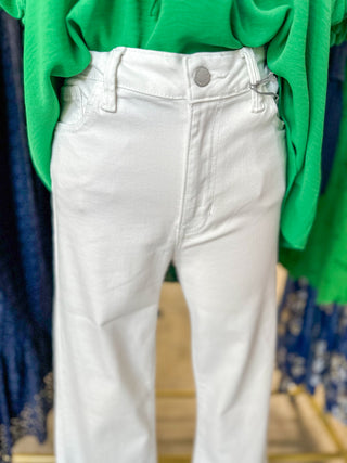 Elizabeth White Cropped Flare Jeans