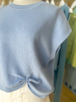 Sky Blue Soft Serenity Knot Sweater Top