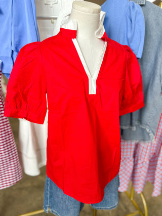 Red Tricia Short Sleeve Top